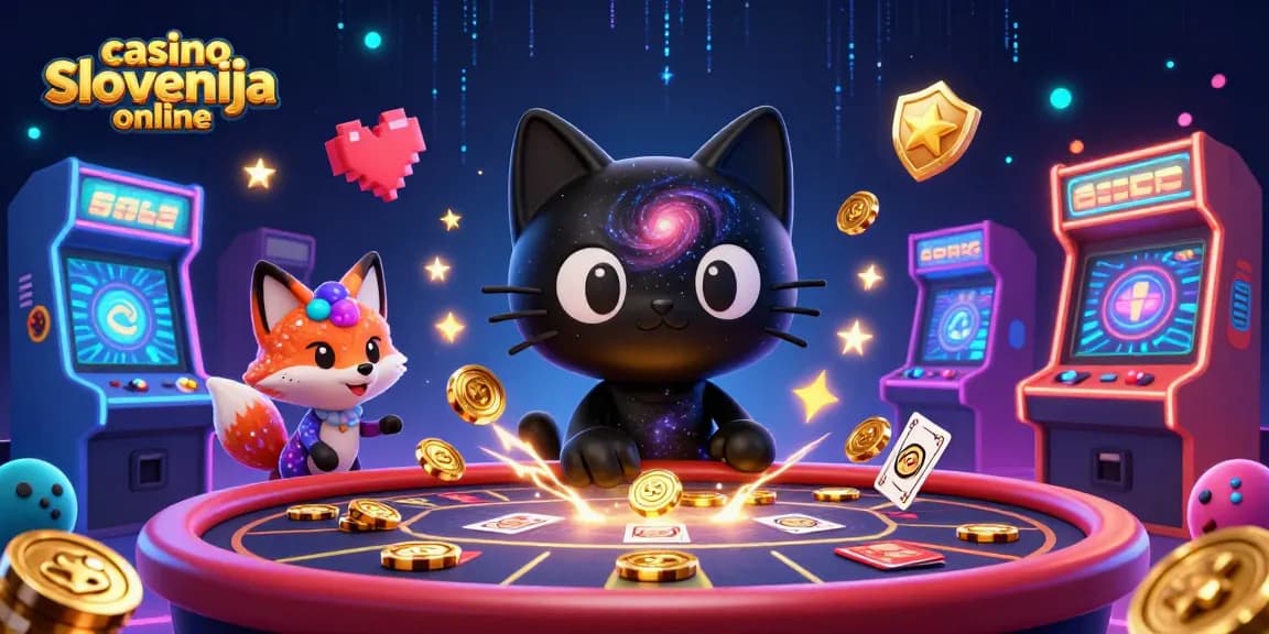 Pridružite se zabavi v casino slovenija online z edinstveno ilustracijo 3D mačke, ki privablja žetone.