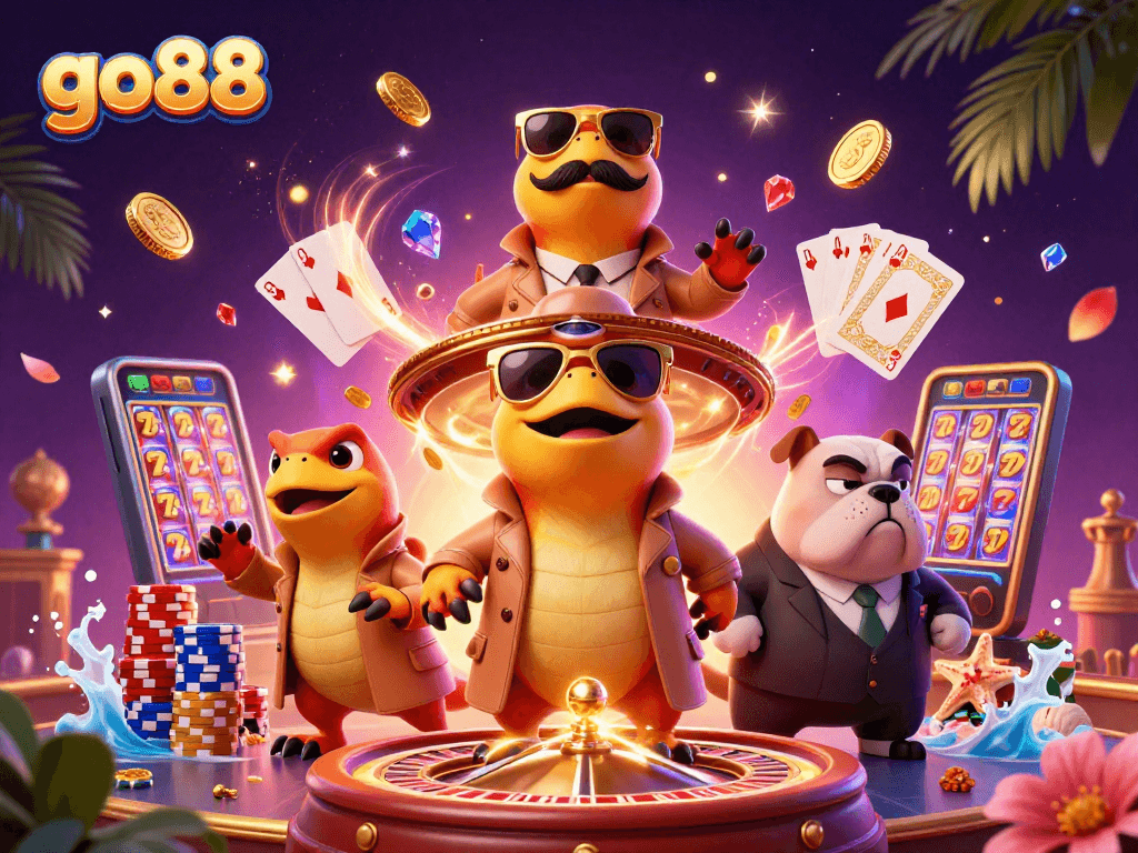 Engage with go88 by exploring a vibrant casino scene with lively raptors and thrilling games.