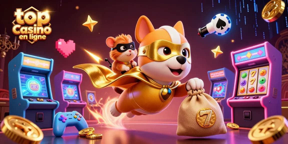 Gagnez aux machines à sous avec top casino en ligne et un chien super-héros qui vole avec des pièces d'or.