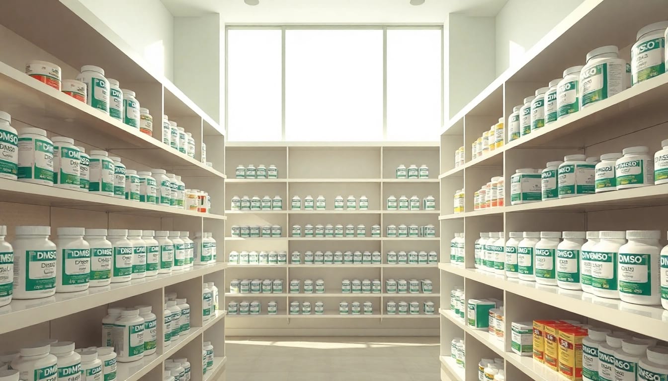 DMSO store inc showcasing premium Dimethyl Sulfoxide products in a bright, organized environment.