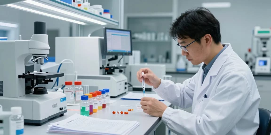 Koi research peptides Canada being accurately measured in a laboratory setup by a focused scientist.