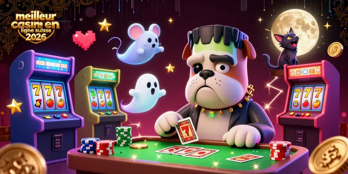 Le meilleur casino en ligne suisse 2026, avec des personnages de casino plus un décor vibrant de machines à sous.