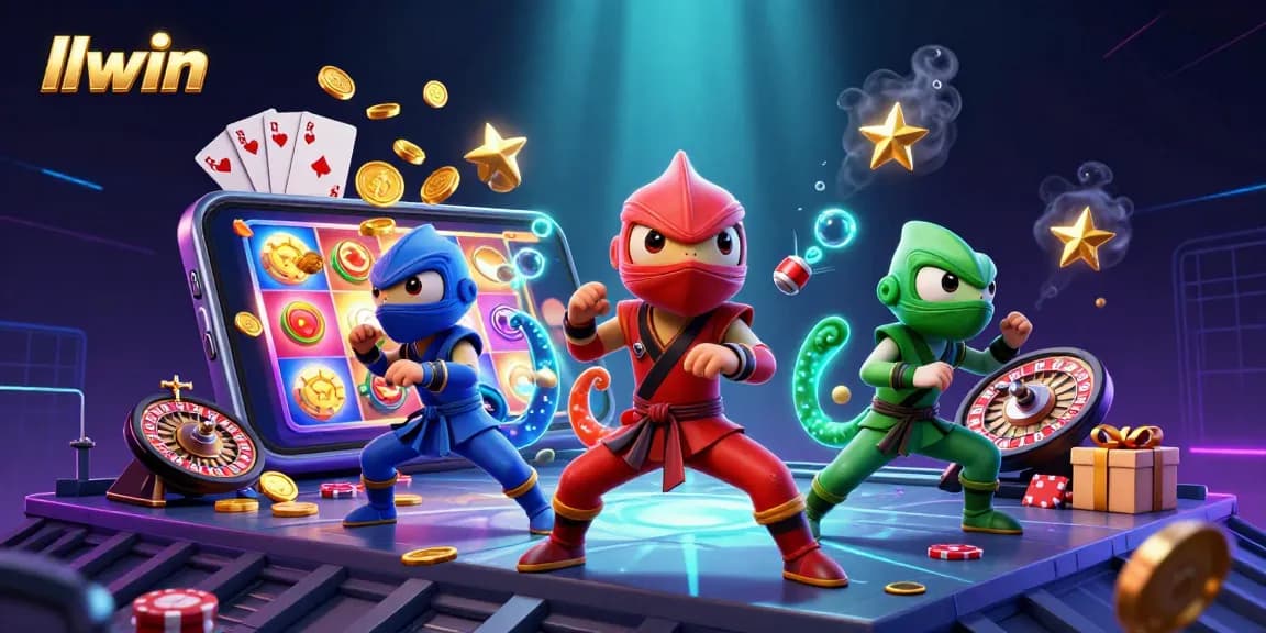 llwin chameleon team executing casino martial arts on a rooftop amid dynamic gaming elements.