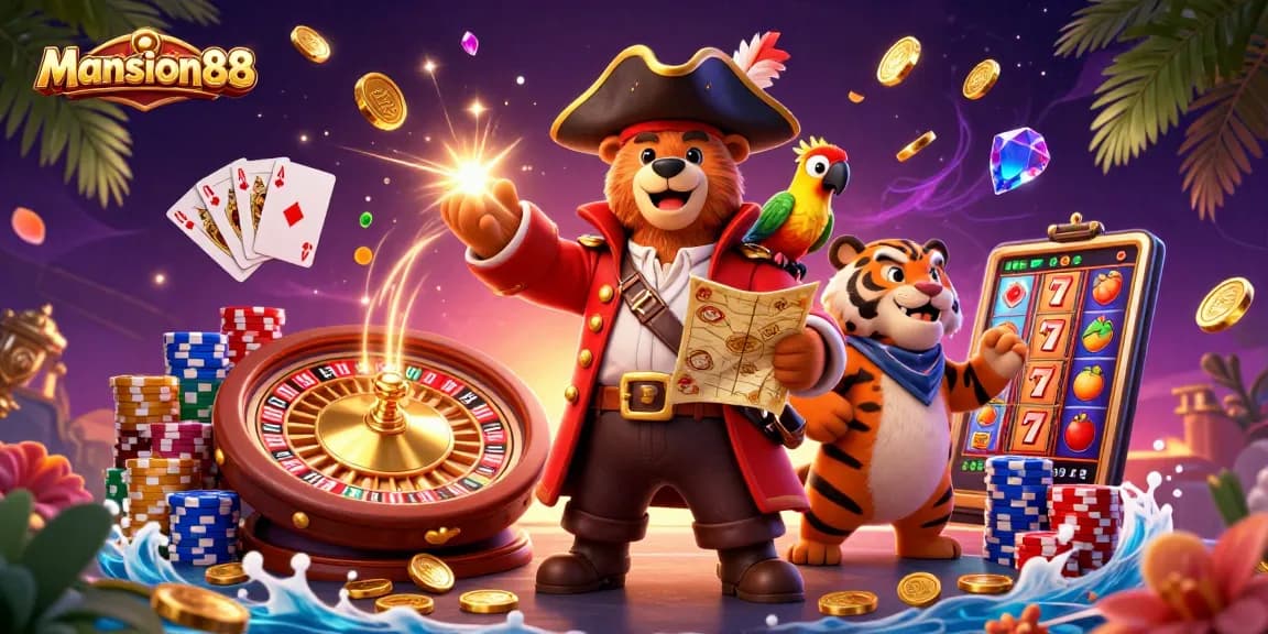 Experience the excitement of Mansion88 with vibrant casino characters and thrilling game elements.