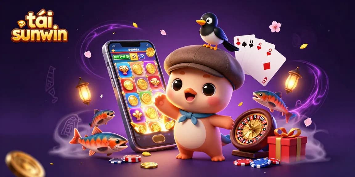 Engage with the vibrant scene of tải sunwin featuring fun characters and exciting casino elements.