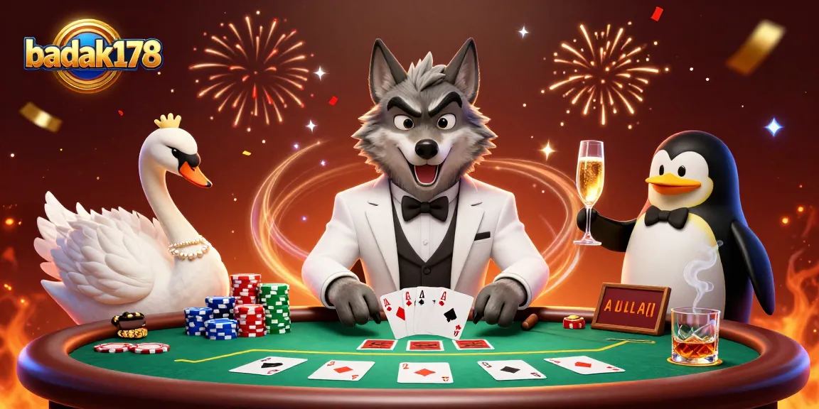 Experience the excitement at badak178 with a thrilling baccarat game featuring lively characters and vibrant casino elements.