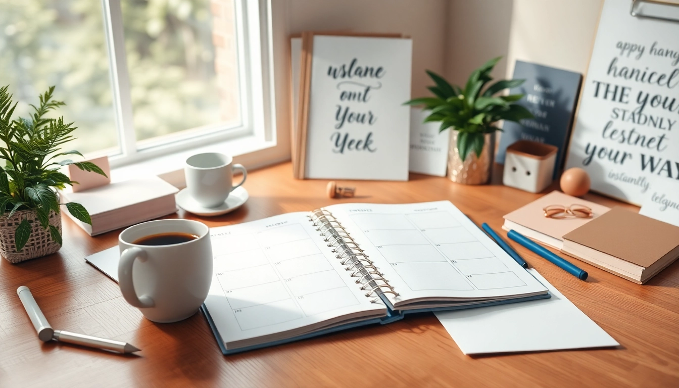 Plan Your Way, Instantly with a beautifully organized planner spread on a desk.