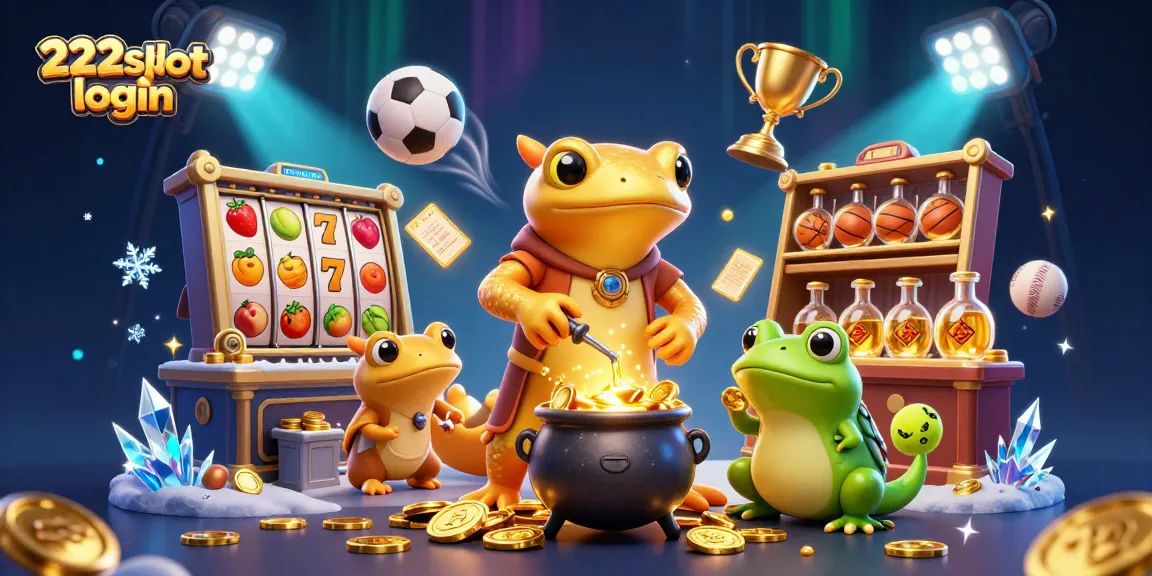 Gambarkan aktivitas 222slot login dengan sirkus slot dan karakter fantastis dalam suasana magis