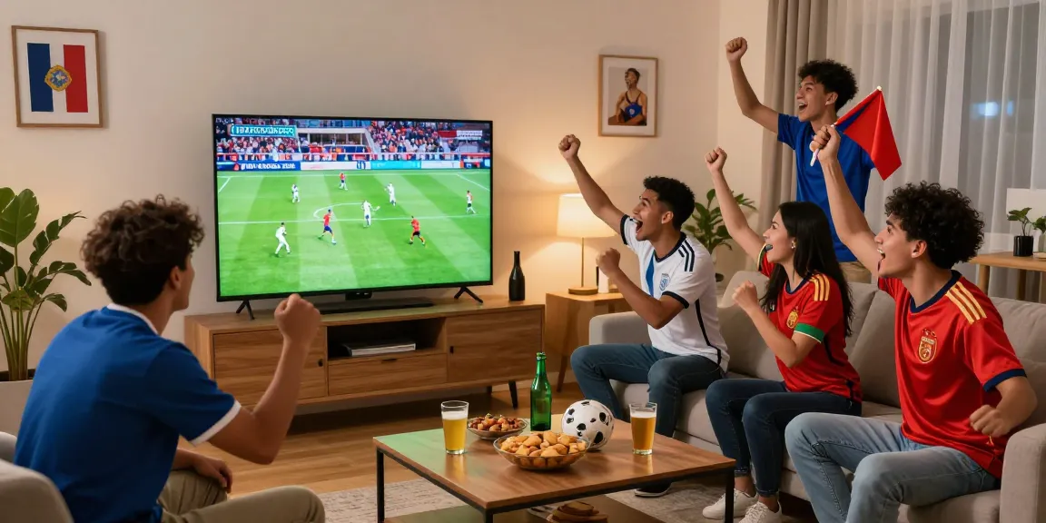 Suasana meriah menonton pertandingan Piala Dunia FIFA 2026 di SPORTBOOK TATA4D dengan teman-teman dan dekorasi tim.