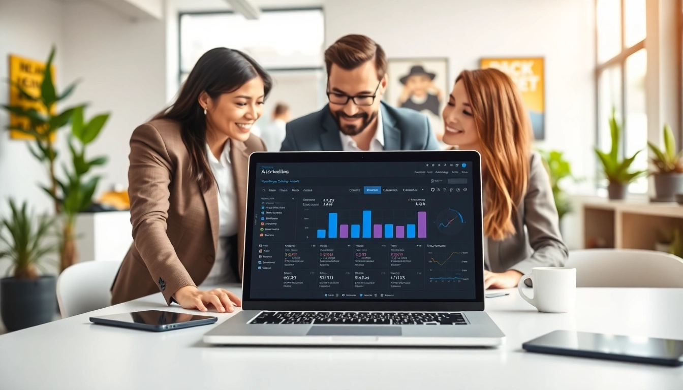 Efficient collaboration to reduce scheduling time AI in a modern office setting with digital tools.