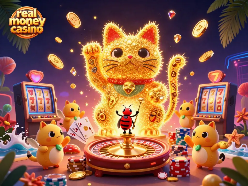 Experience the excitement of a real money casino with vibrant, animated symbols and characters