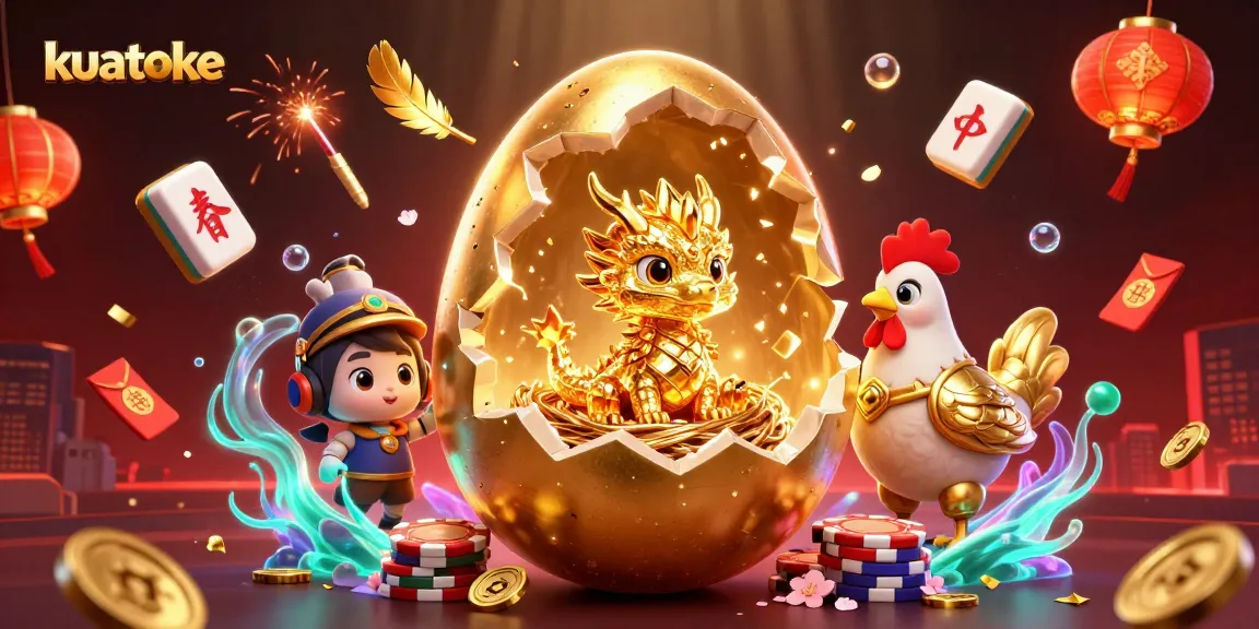 Experience the thrill of kuatoke with an animated golden dragon scene surrounded by festive casino elements.