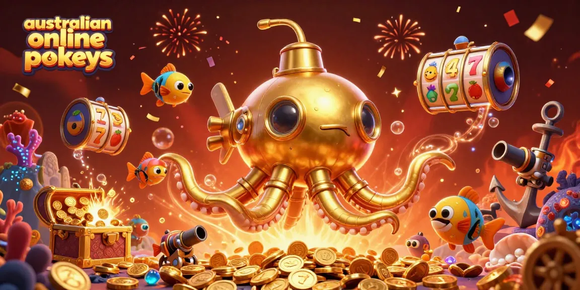 Experience thrilling australian online pokies in a vibrant, immersive underwater casino scene.