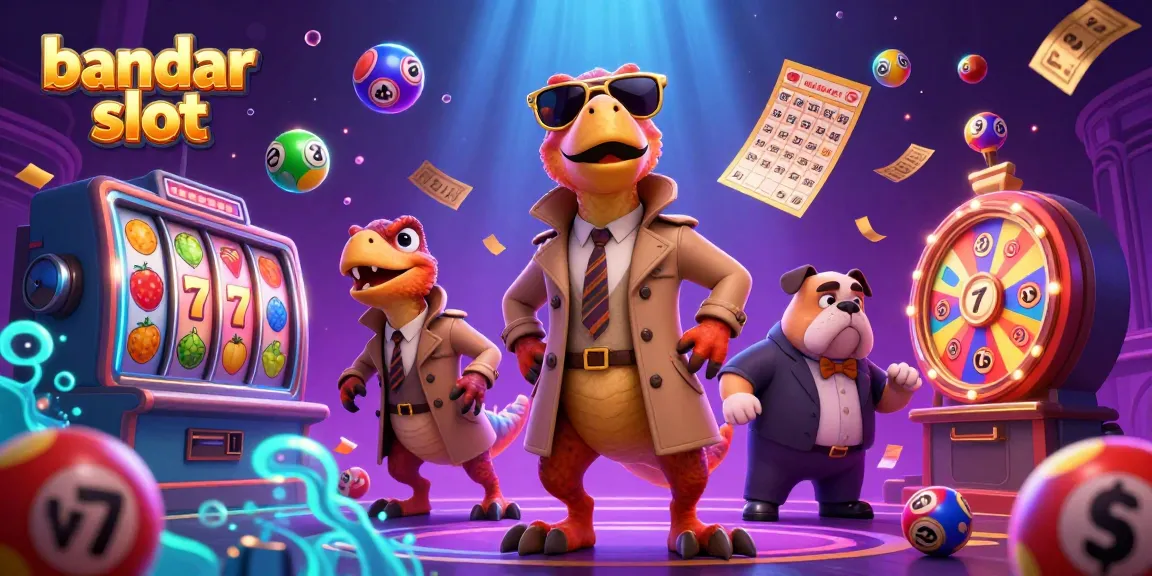 Engage with bandar slot as three playful raptors in a trench coat enter a VIP lounge, surrounded by exciting casino elements.