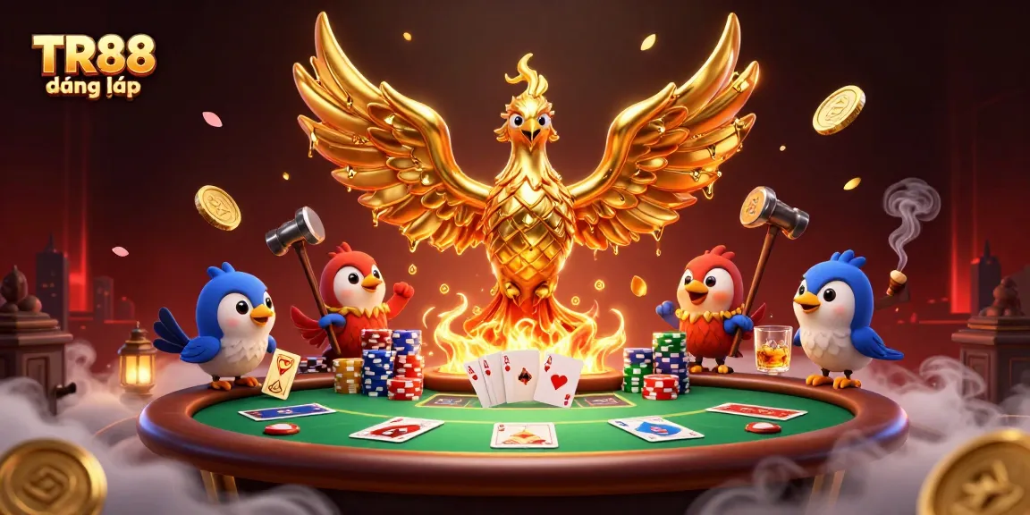Experience TR88 đăng nhập with vibrant 3D illustrations of casino elements and dynamic poker action.