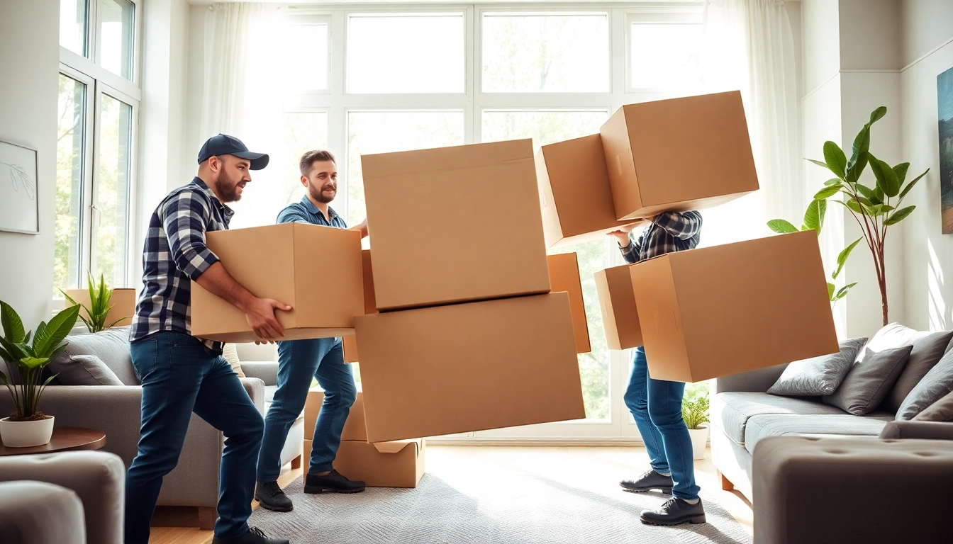 2 jacked guyz efficiently moving heavy boxes in a bright room, showcasing professional teamwork.