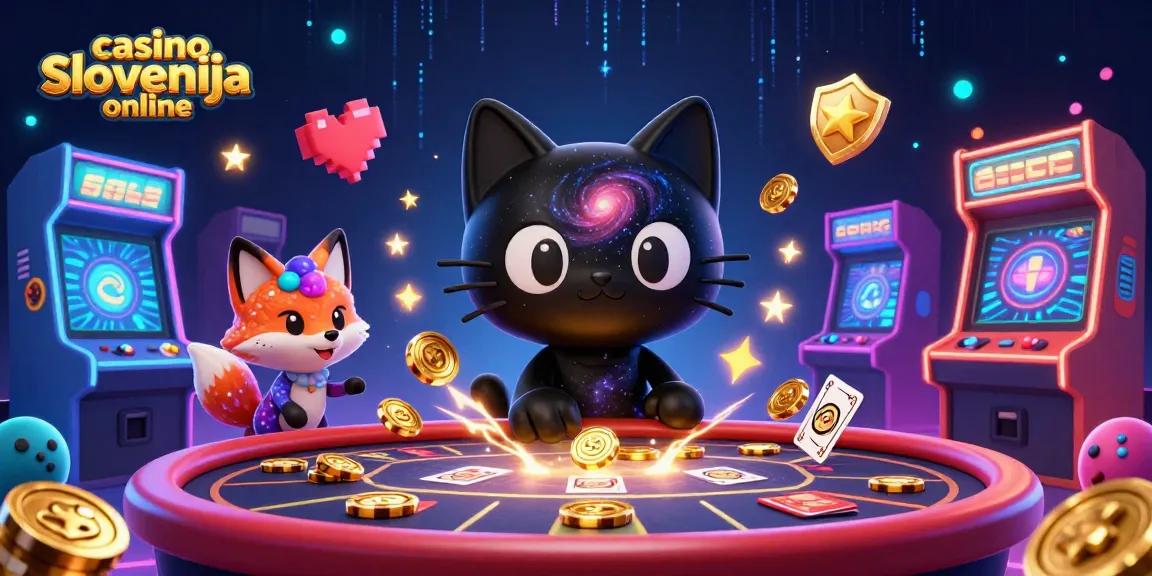 Pridružite se zabavi v casino slovenija online z edinstveno ilustracijo 3D mačke, ki privablja žetone.