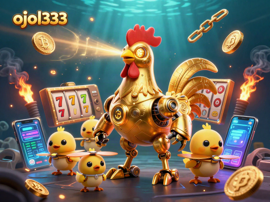 Experience thrilling online gaming with ojol333's golden rooster robot and dynamic slot elements.