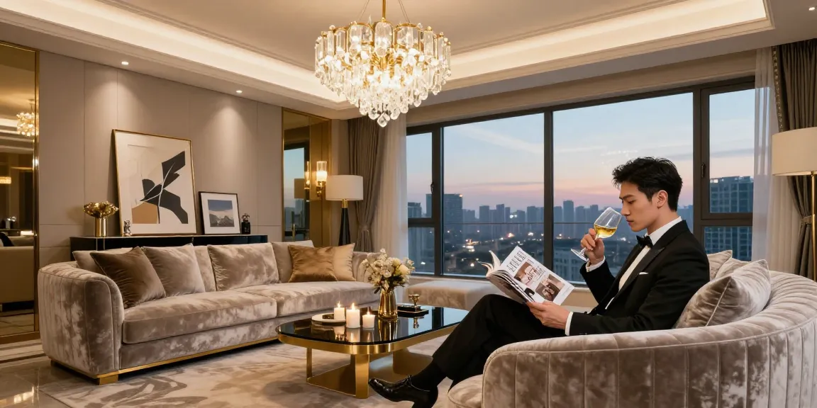 Ruang tamu mewah dengan desain elegan dan nuansa mewah LUXURY 111 yang nyaman dan stylish.