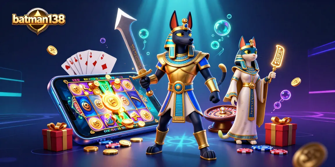 Experience thrilling gaming with batman138 as ancient Egyptian characters engage with dynamic casino elements.