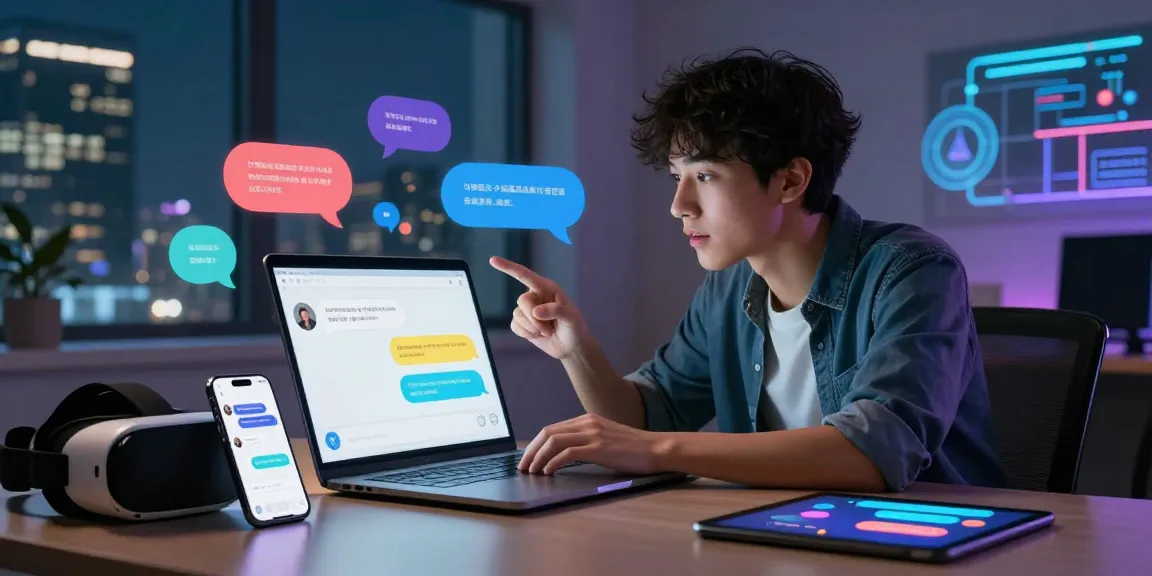 User engaged in an ai nsfw chat with a lively digital AI chatbot interface, showcasing technological innovation and interactive dialogue.
