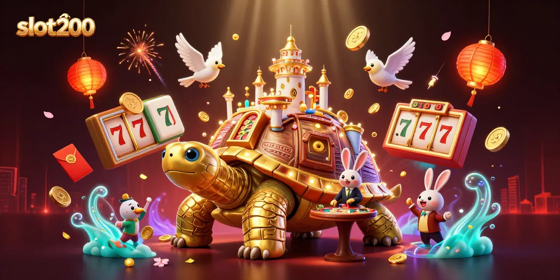 Experience jackpot thrills at slot200 with vibrant 3D casino scene showcasing winning symbols and excitement.