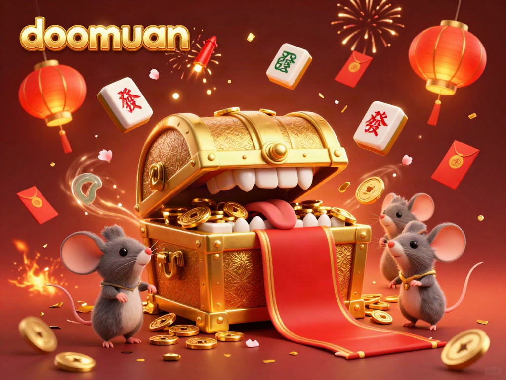 Doomuan captures the allure of fortune with a cartoon treasure chest and rich casino elements, inviting gamblers to explore.