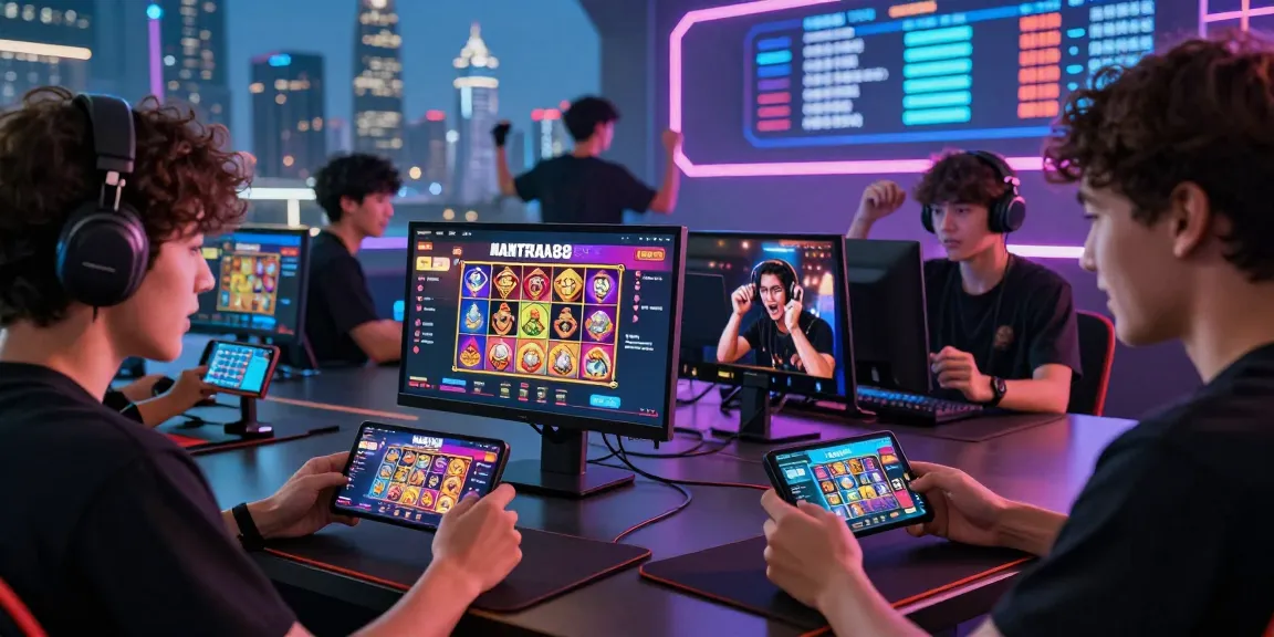 Engaging gaming scene showcasing ullesthorpe.org with diverse players enjoying the MANTRA88 mobile platform in a vibrant digital setting.