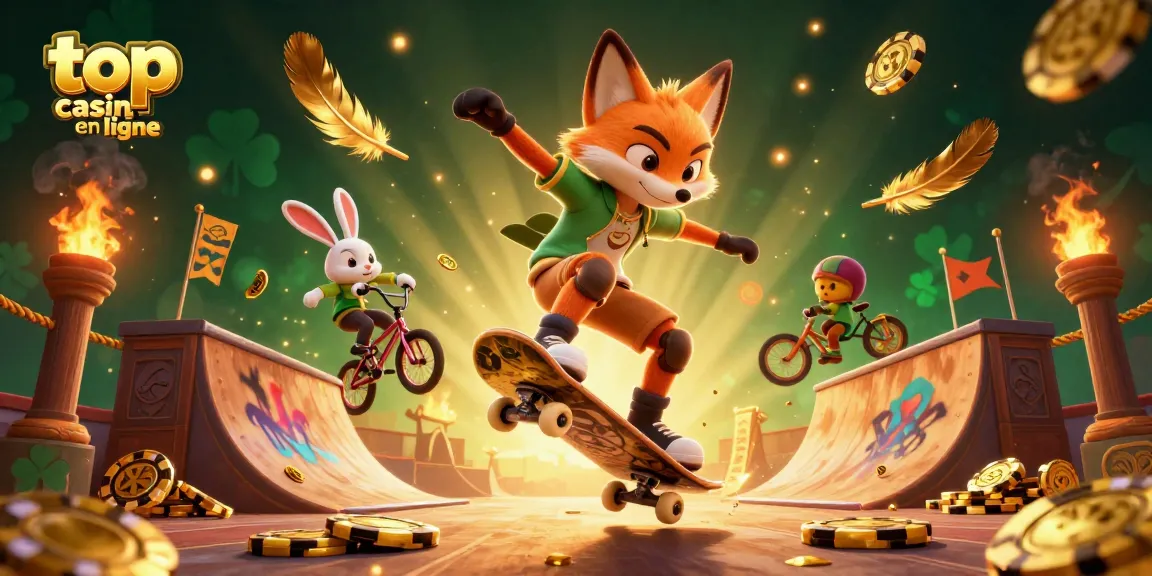 Illustration dynamique de top casino en ligne avec un renard et un lapin en tricks