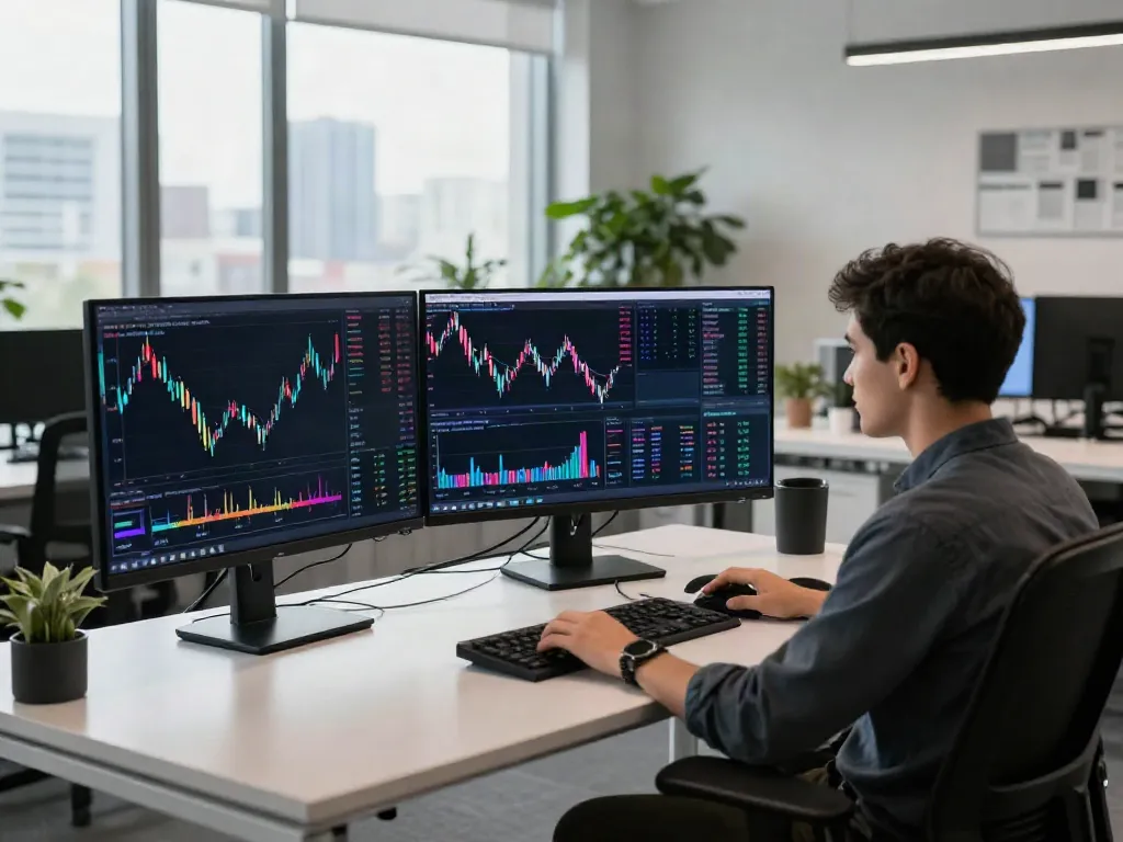 Real-time analysis of low latency market data API in a bright trading environment with crypto charts and alerts.