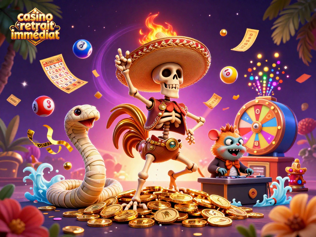 Retirez vos gains rapidement avec casino retrait immédiat au sein d'une scène festive pleine de couleurs