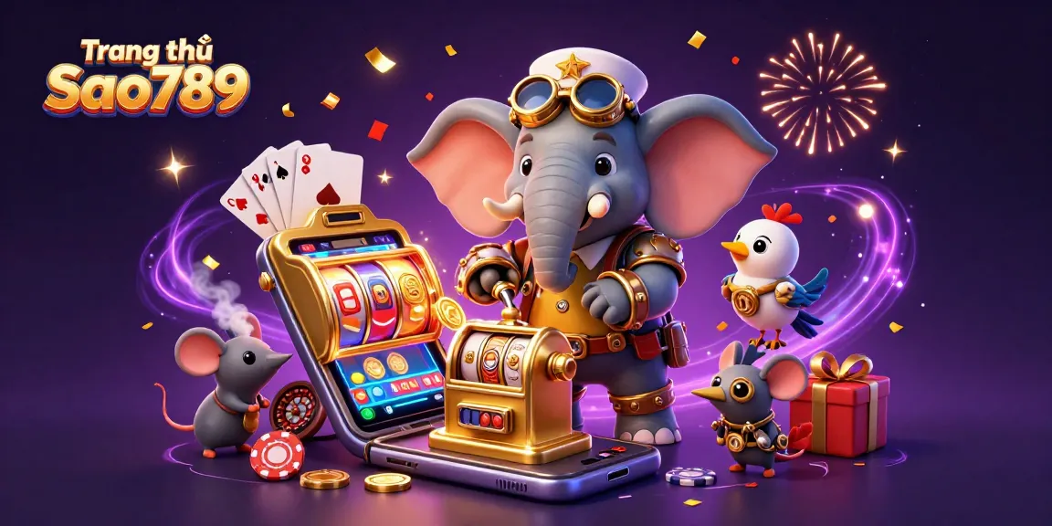 Engage in thrilling gameplay at Trang chủ Sao789 with dynamic slot machines, oversized golden coins, and lively casino elements.