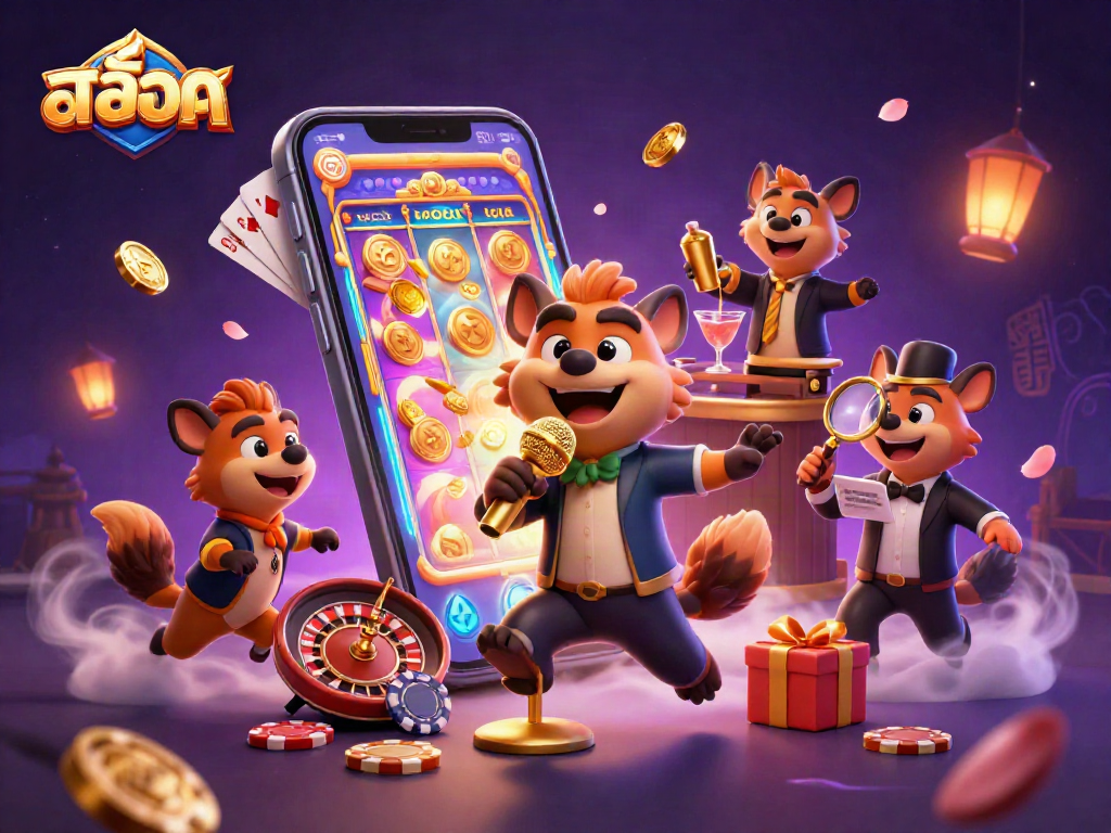 Experience 바카라 action in a vibrant casino scene with hyenas, slots, and golden thrills.