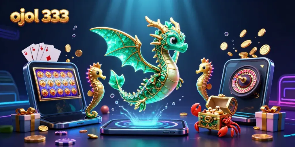 Engage with ojol 333 in a vibrant underwater casino adventure featuring dynamic game elements and characters.