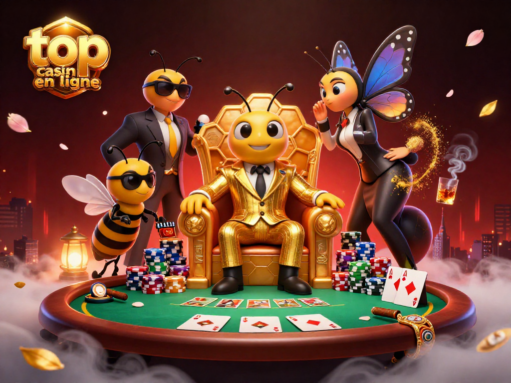 Jouez dans le top casino en ligne avec l'illustration d'une scène dynamique de jeux de cartes.