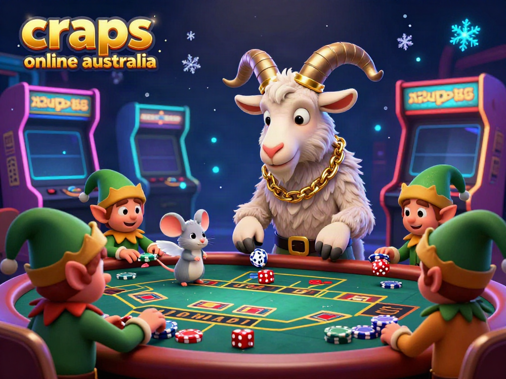 Play craps online Australia in a vibrant digital casino setting featuring animated characters engaging at the table.