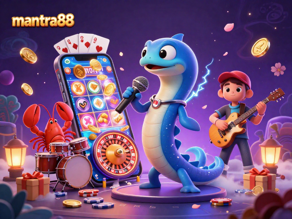 Experience thrilling moments in the underwater casino with mantra88 featuring a DJ electric eel and vibrant gaming elements.