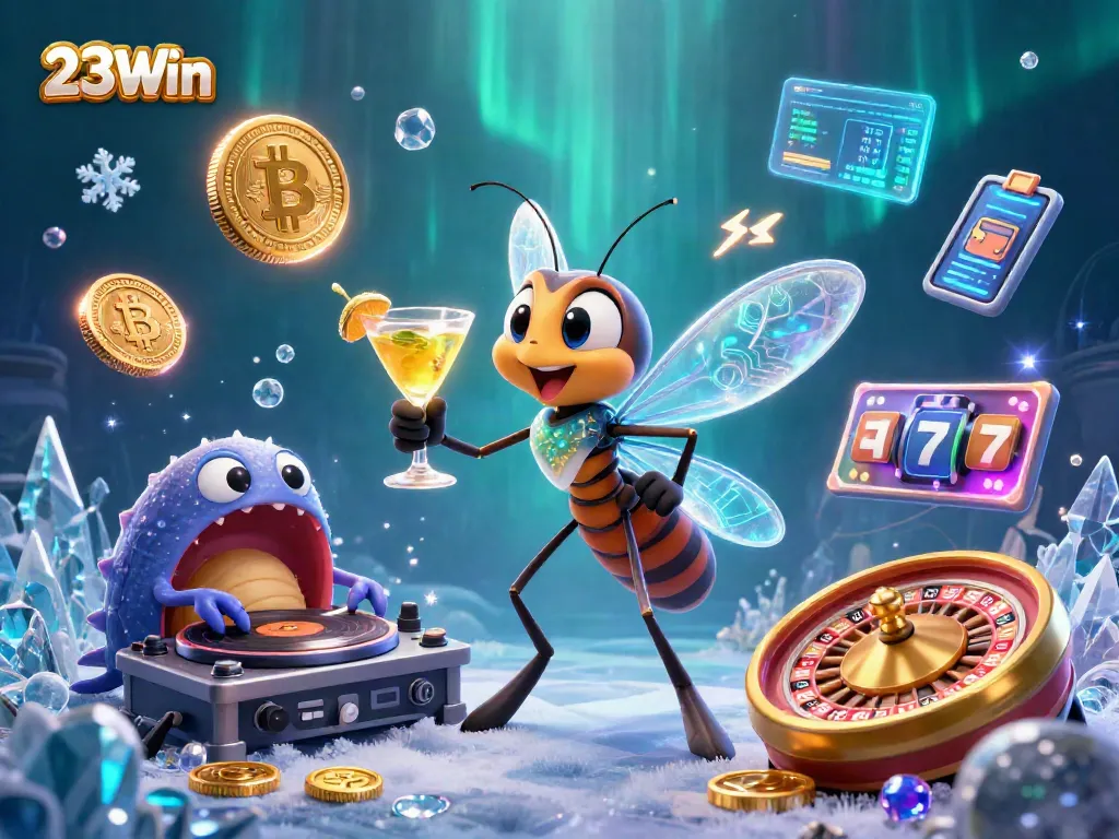 Engage with the vibrant world of 23Win's casino, featuring dynamic game elements and a lively atmosphere.