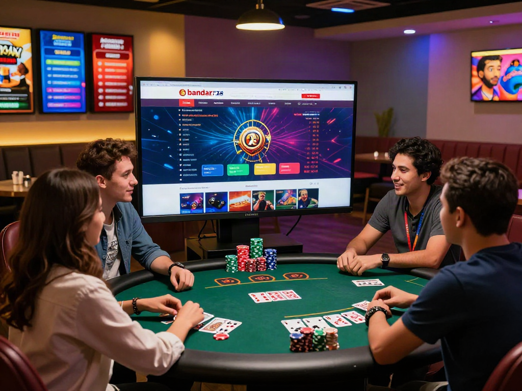 Engaged players exploring bandar ze togel online in a vibrant lounge setting.