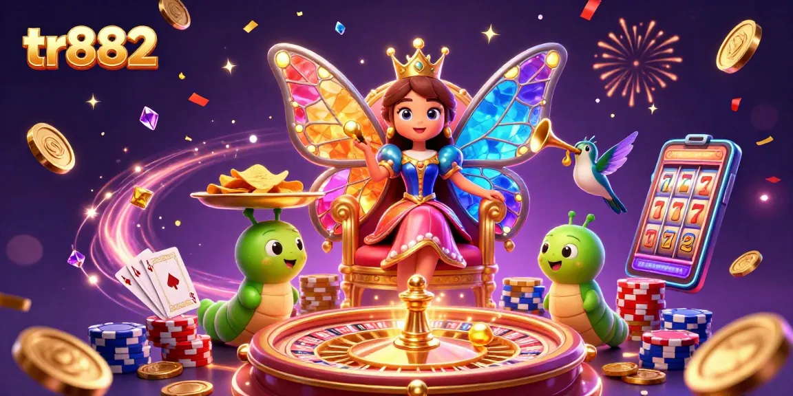 Play at TR882's vibrant casino featuring stunning butterfly characters and jackpot elements.