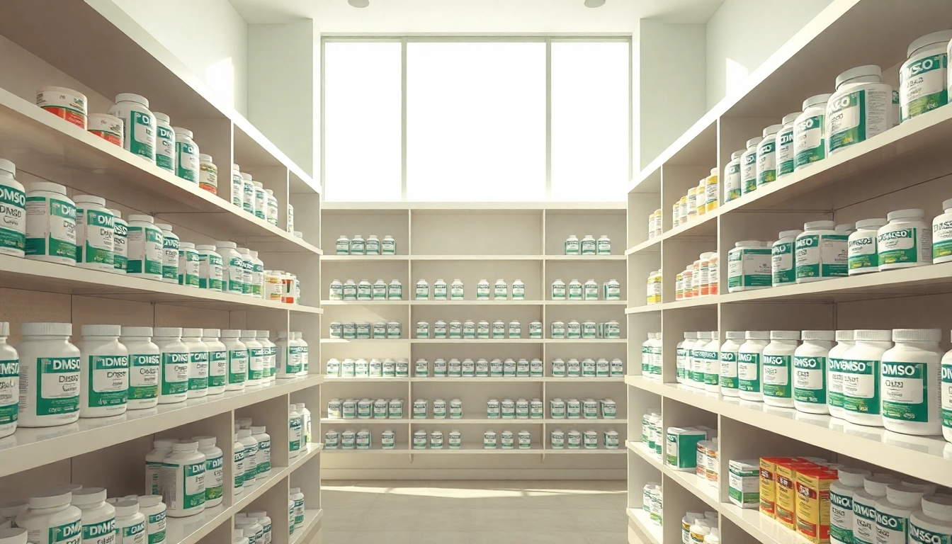 DMSO store inc showcasing premium Dimethyl Sulfoxide products in a bright, organized environment.