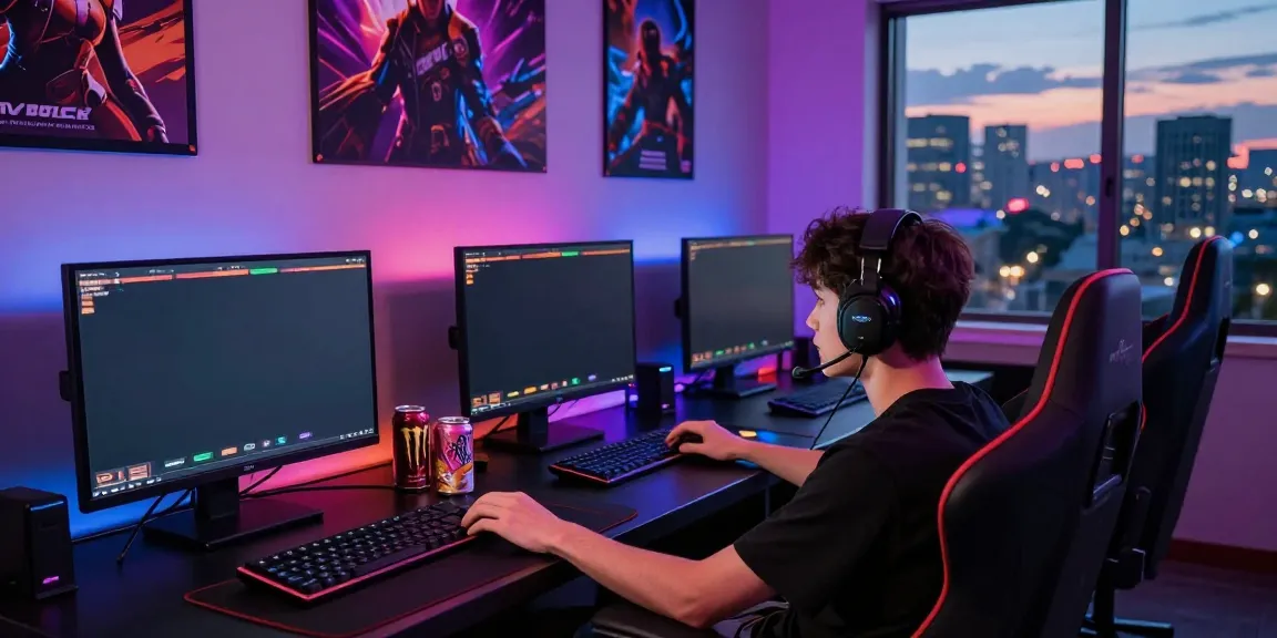 Player engaged in slot gacor games with colorful LEDs and gaming setup.