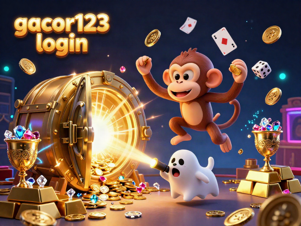 Engage with gacor123 login as a ghost-hunter puppy chases a mischievous monkey in a lively casino scene.