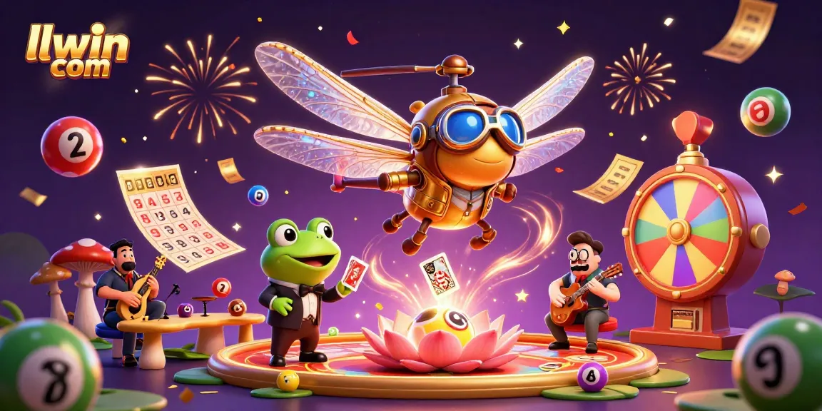 Experience the excitement of llwin com with dynamic lottery balls, a frog dealer, and a colorful casino atmosphere.