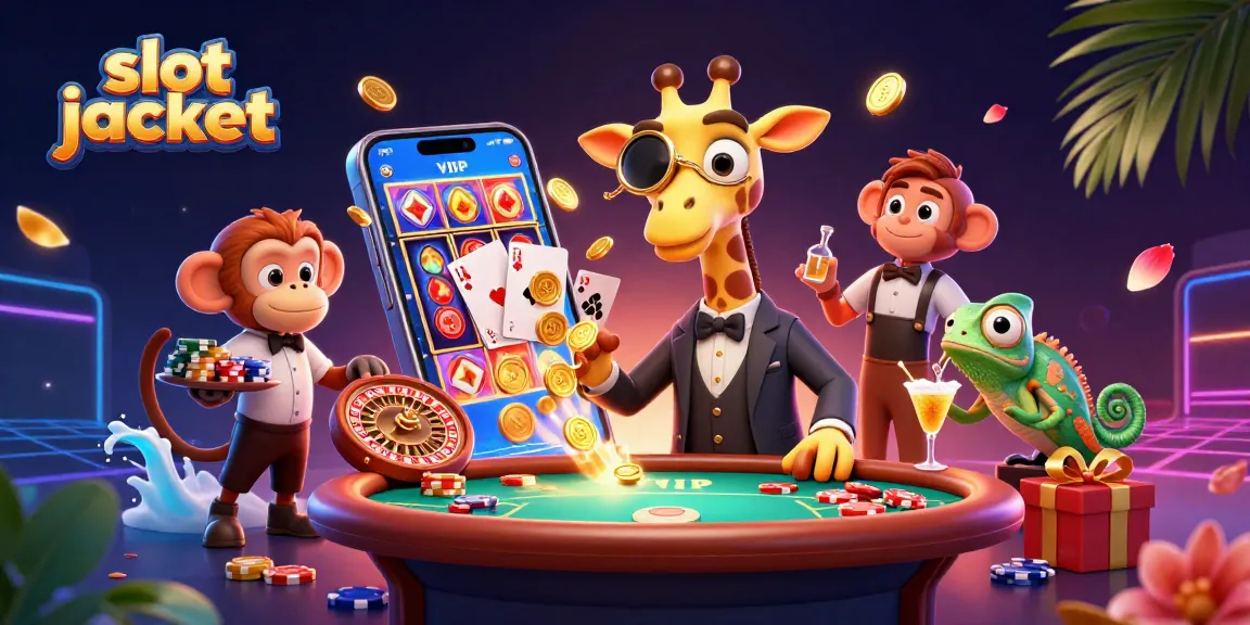Experience thrilling slot jackpots with a vivid illustration of 3D animals at a casino.