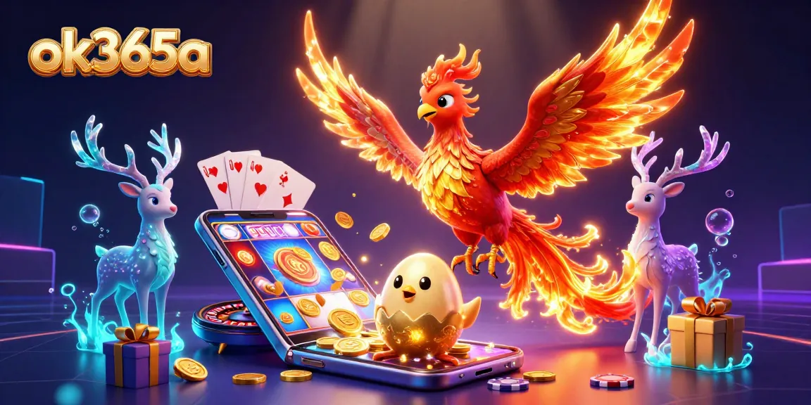 Engage with ok365a as a dynamic gaming platform featuring a phoenix and casino elements.