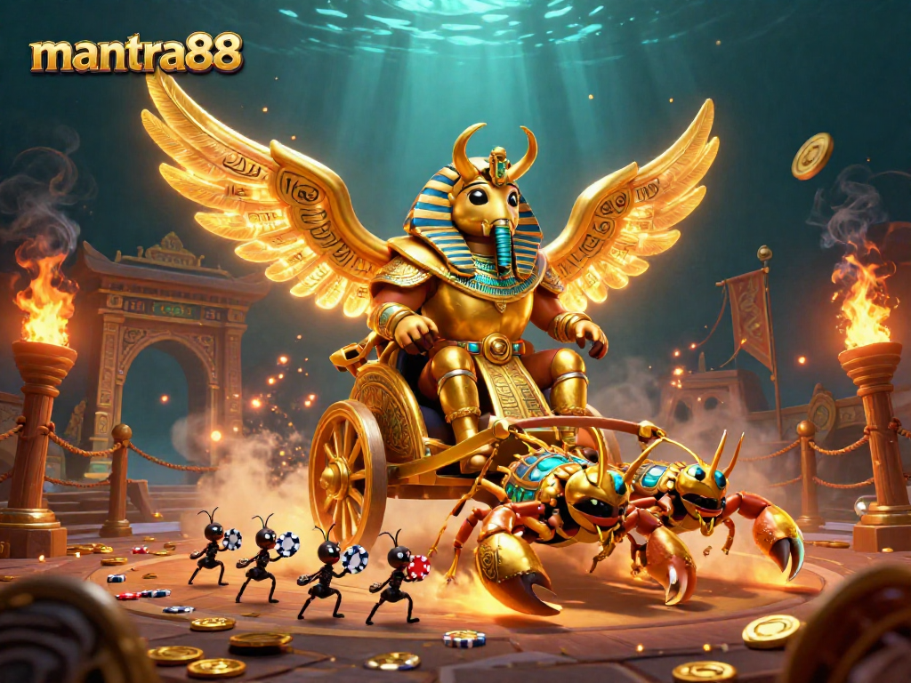 Spin the reels with mantra88's thrilling online casino experience highlighted by vibrant characters and dynamic elements.
