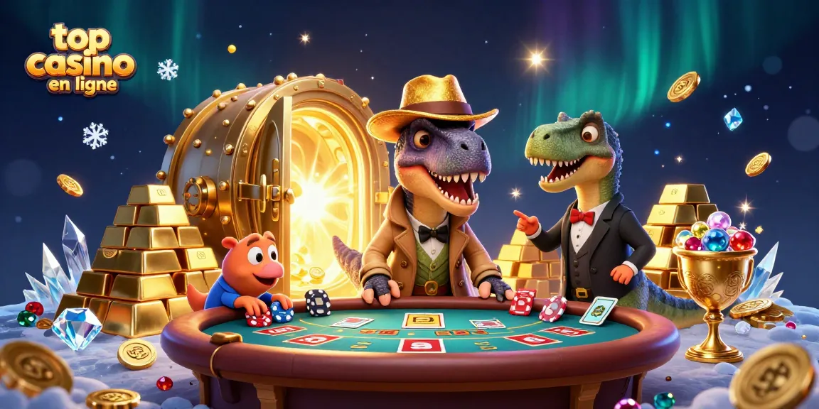 Plongez dans le monde du top casino en ligne avec un velociraptor jouant aux cartes sous l'œil d'un pit boss.
