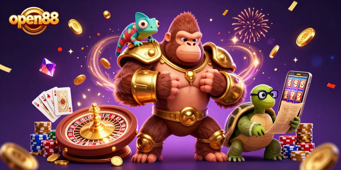 Join the excitement at open88, where the gaming gorilla rules as golden coins fly amidst thrilling casino action.